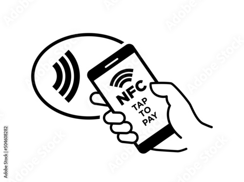 Phone in hand. Tap wireless payment icon. Vector concept