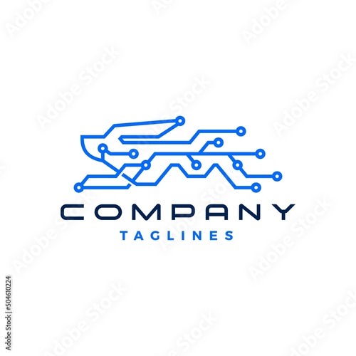Rabbit Tech Logo Vector Icon Illustration