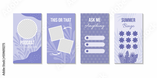 Instagram stories template set in very peri color