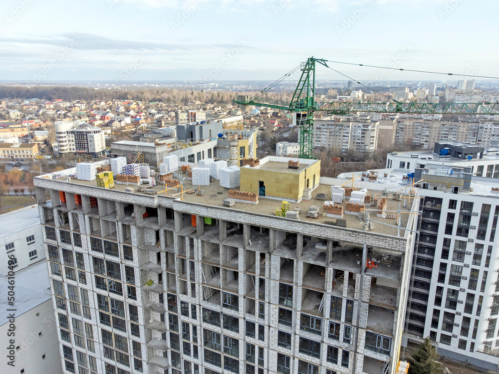 Building external wall thermal insulation with mineral wool. Exterior