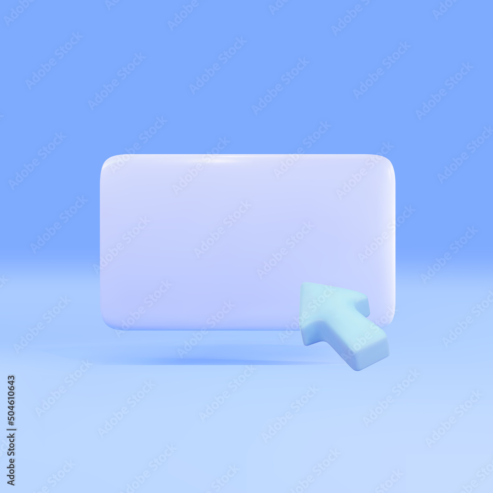3d Empty popup message and Realistic arrow, cursor. Vector illustration. 3d Empty popup message and Realistic arrow, cursor. Vector illustration.