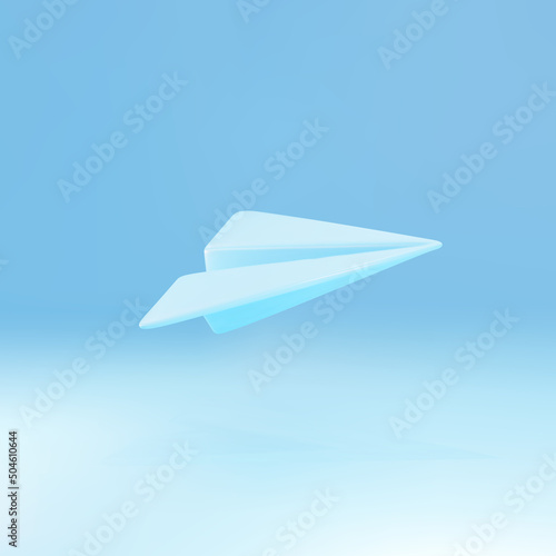 3D blue paper plane, icon on a blue background. Vector illustration.