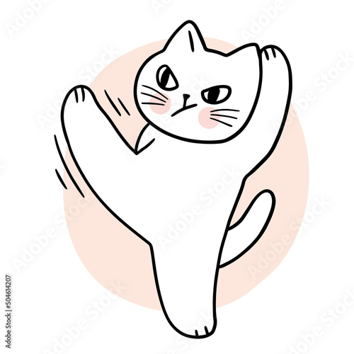 Cartoon cute cat exercise vector.