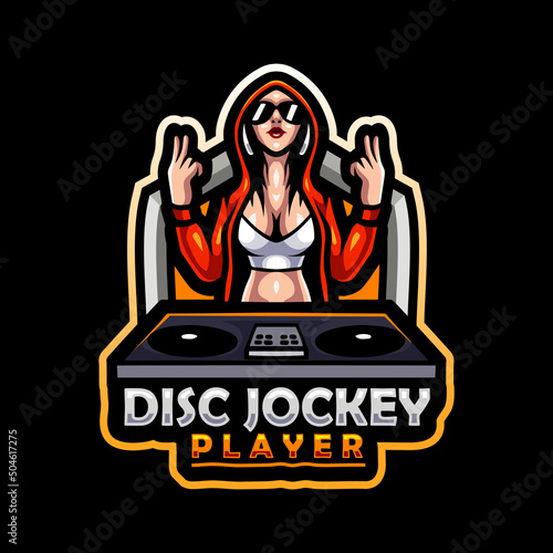 Disc jockey mascot. esport logo design. for electronic sport gaming logo and t shirt or twitch and youtube logo