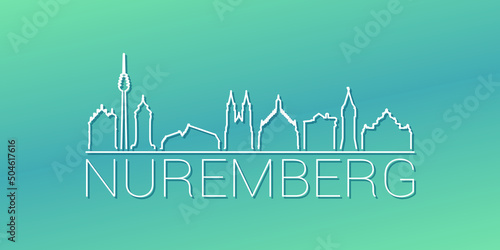 Nuremberg, Germany Skyline Linear Design. Flat City Illustration Minimal Clip Art. Background Gradient Travel Vector Icon. photo