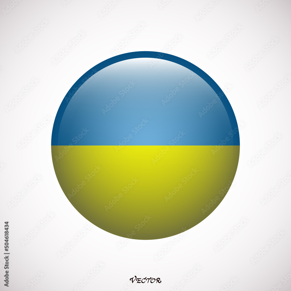 Ukraine flag circle shape button glass texture vector illustration Ukraine flag circle shape button glass texture vector illustration
