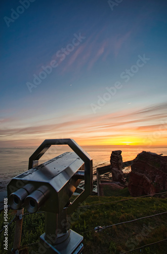 Sunset with binoculars on the island of Helgoland