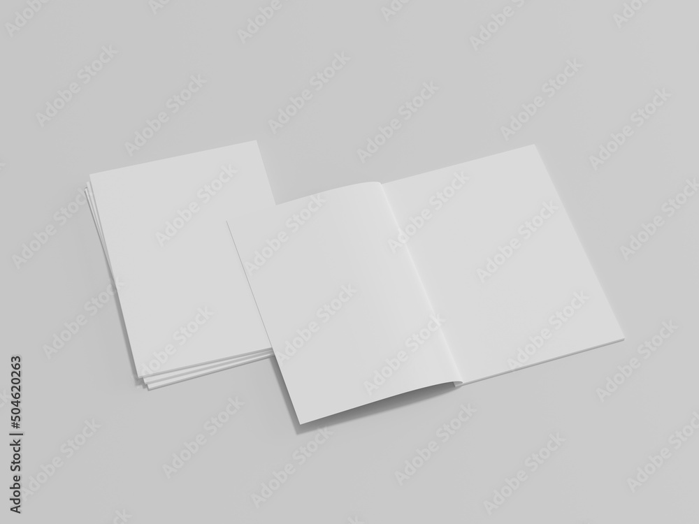 White blank book mockup, notebook paper, 3d rendering, 3d illustration White blank book mockup, notebook paper, 3d rendering, 3d illustration