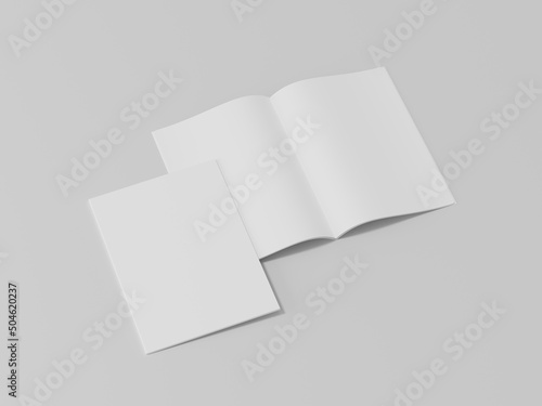 White blank book mockup, notebook paper, 3d rendering, 3d illustration 