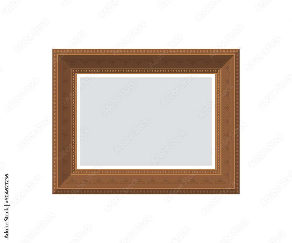 Empty wooden picture frame. Isolated. Flat style. Empty wooden picture frame. Isolated. Flat style.