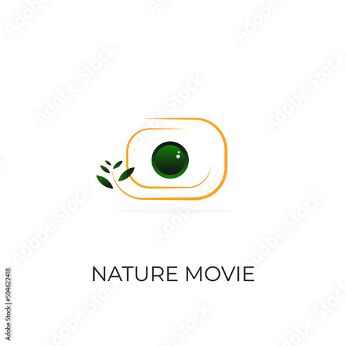 Logo illustration of a camera taking film in nature