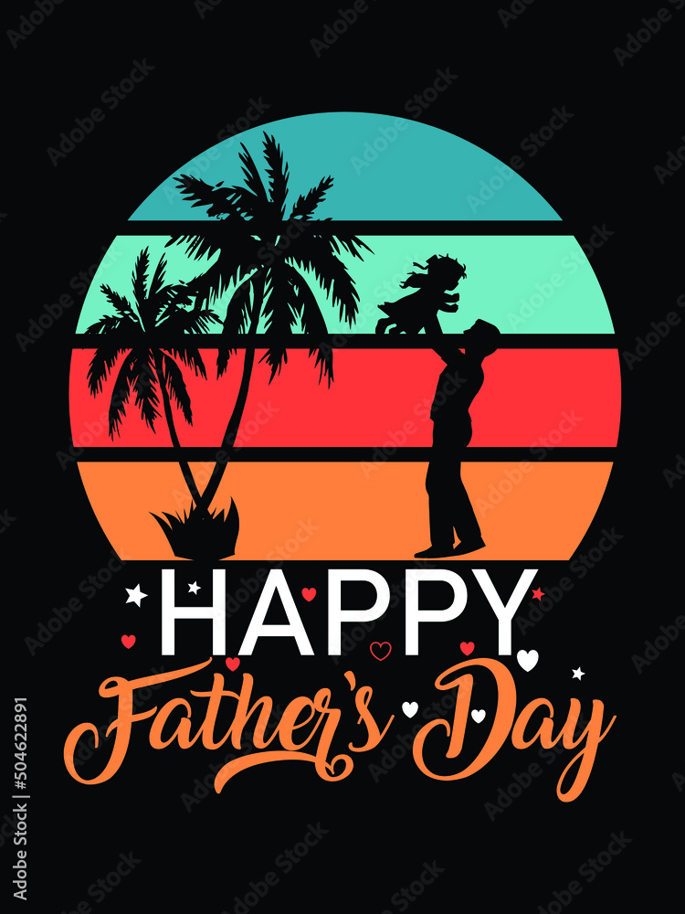 Man holding girl upward colorful illustration design for father's day t shirt vector, happy father's day