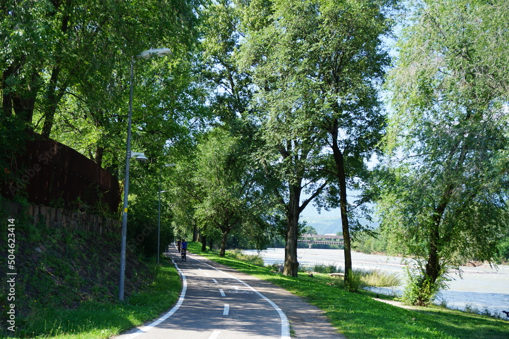 A bicycle road beside the river