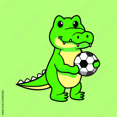 Cute crocodile mascot carry the ball of illustration vector