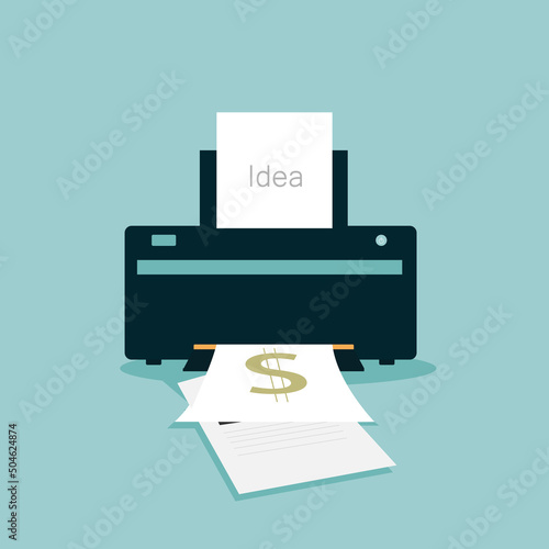 printer simple icon design , flat sign , vector and illustration
