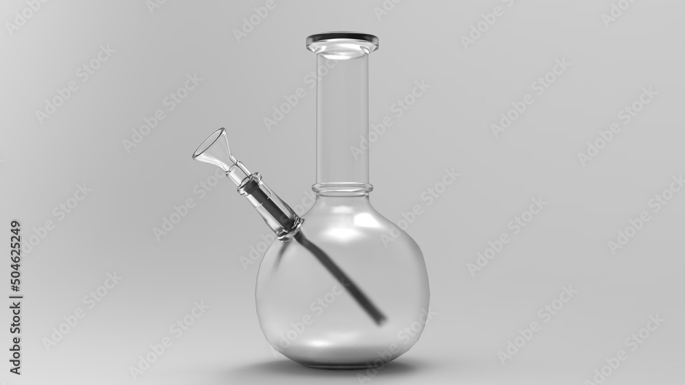 Αυτοκόλλητο A 3D illustration of a glass water pipe or bong