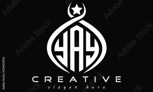 YAY three letters curved oval monogram initial minimalist modern creative logo design