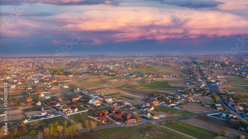 Obraz na płótnie Aerial view of residential neighborhood in the Autumn. w salonie