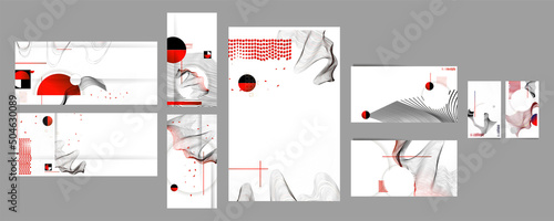 Poster design Japanese style templates set invitations to lines abstract background for book cover texture brochure
