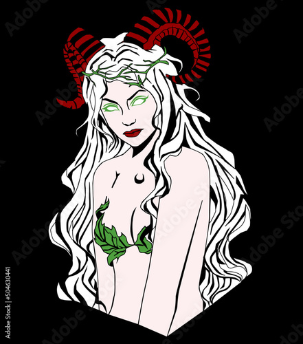 woman demon forest color