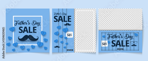 set of social media post templates for digital marketing and sales promotion for father's day