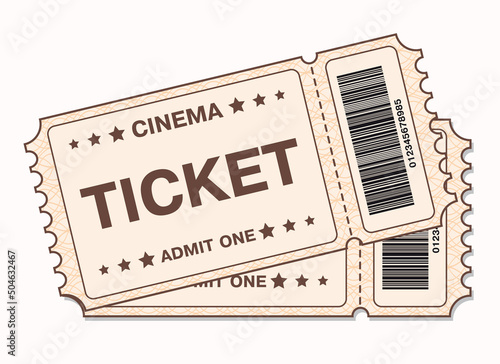 Vector drawing of a cinema ticket. Cinema ticket icon.