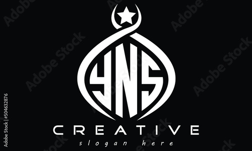 YNS three letters curved oval monogram initial minimalist modern creative logo design