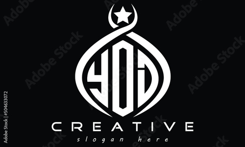 YOD three letters curved oval monogram initial minimalist modern creative logo design
