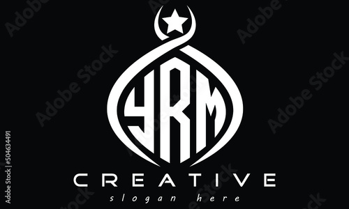 YRM three letters curved oval monogram initial minimalist modern creative logo design
