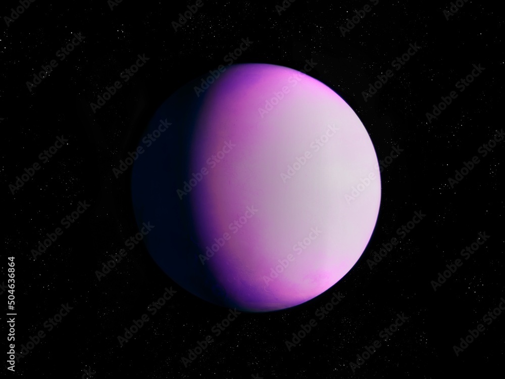 Fototapeta premium Gas giant in space. Large exoplanet from alien star system. Planet covered with clouds.