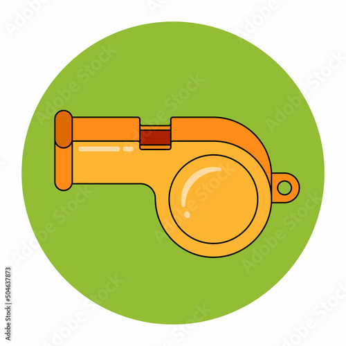 the yellow plastic whistle makes a sound. law violation. flat vector illustration.
