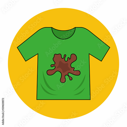 dirty men t-shirt with food stain. sweat stains on clothes. flat vector illustration.