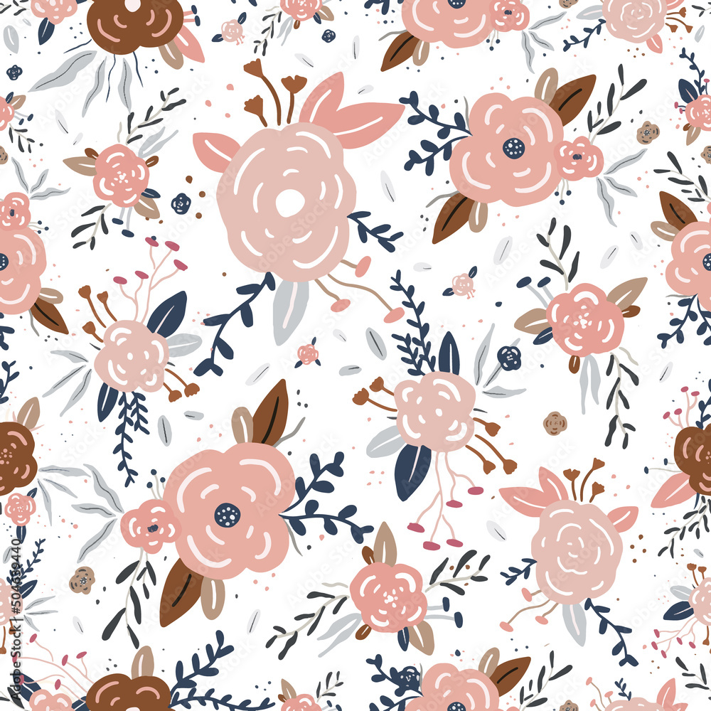cut seamless hand drawn floral pattern with rose, Botanical, Vector illustration for wedding and valentine day design. cut seamless hand drawn floral pattern with rose, Botanical, Vector illustration for wedding and valentine day design.