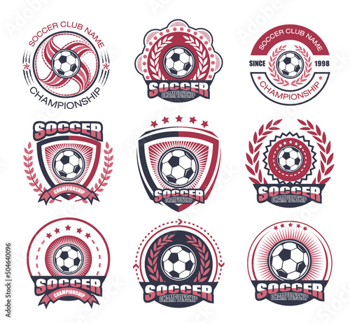 Collection of soccer logo set.Soccer attack concept