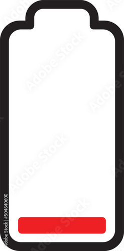 low battery vector flat icon, no charge, recharge point, rechargeable battery icon, outline 