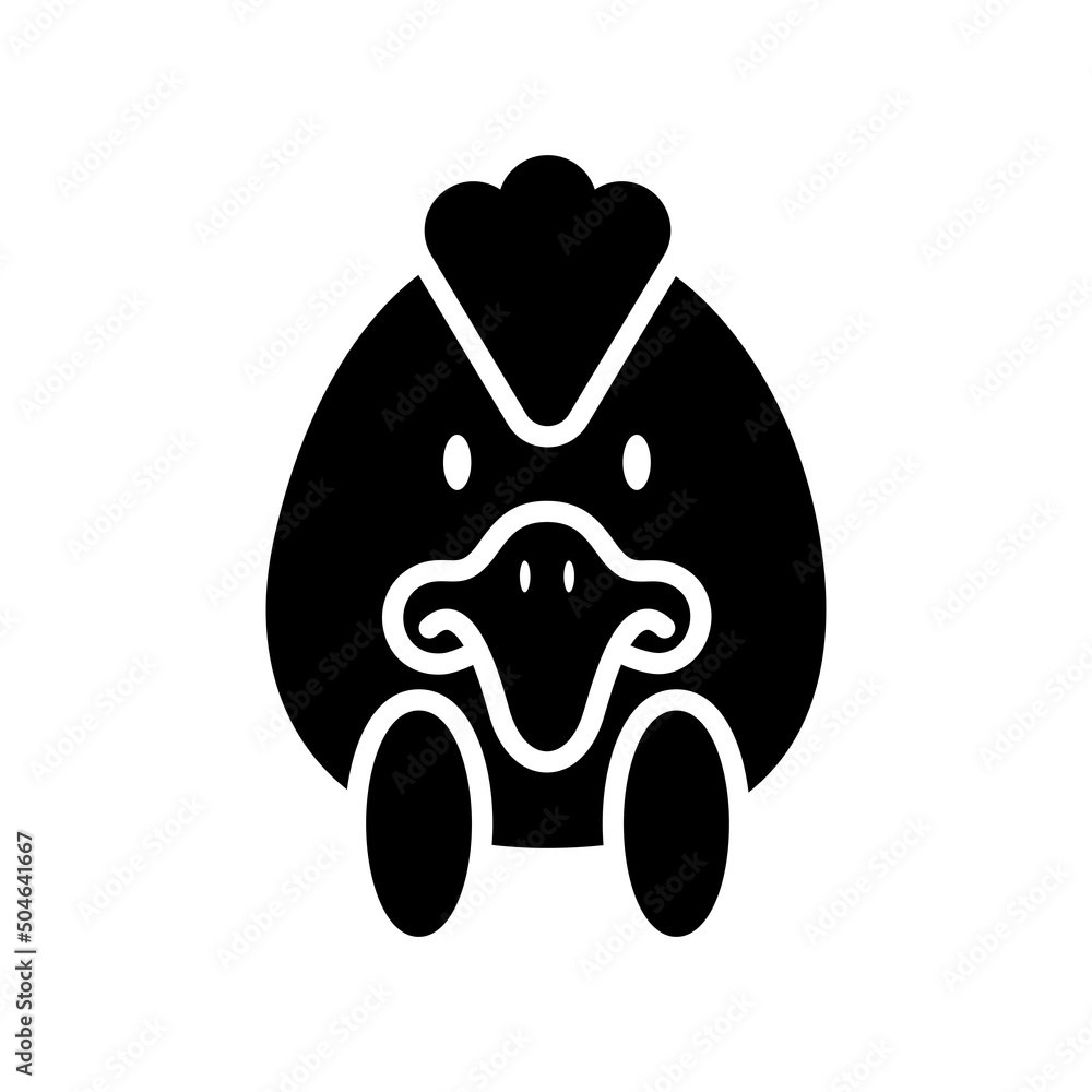 Obraz premium Chicken glyph icon. Animal head vector
