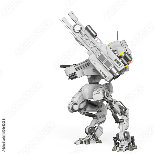 combat mech is scanning the target