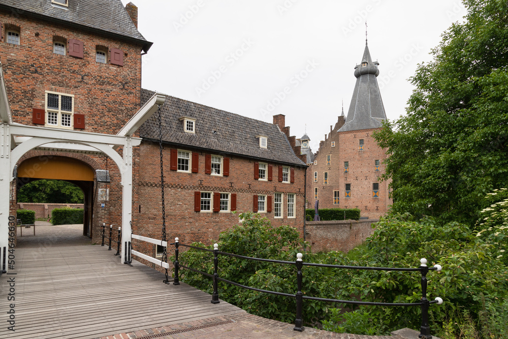 Doorwerth Castle, a moated castle in the floodplains of the Rhine near the village of Doorwerth, in the Dutch province of Gelderland.