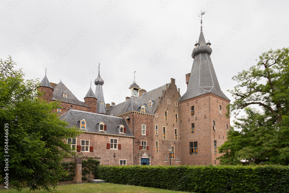 Doorwerth Castle, a moated castle in the floodplains of the Rhine near the village of Doorwerth, in the Dutch province of Gelderland.