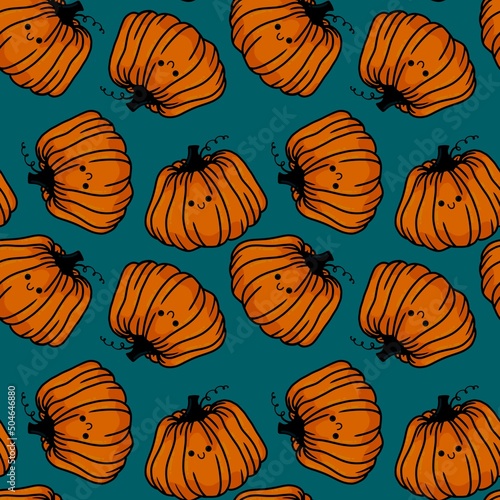 Halloween seamless cute pumpkins pattern for textiles and packaging and gifts and kids and wrapping paper