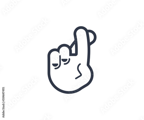 Crossed Fingers Gesture Emoticon. Vector Crossed Fingers Emoji