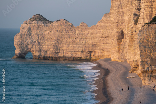 The cliff of Falaise d'Amont in Etretat, in the Normandy region of Northwestern France