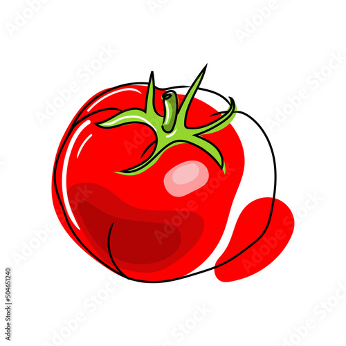 Tomato vector drawing  Isolated on a white background.tomato in abstract style. Vegetable art style illustration.Healthy vegetarian food.Great element for label,emblem,logo,poster design