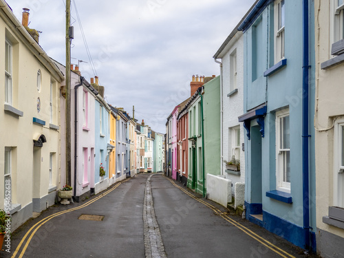 Street in Appledore, North Devon. Colourful seaside cottages.