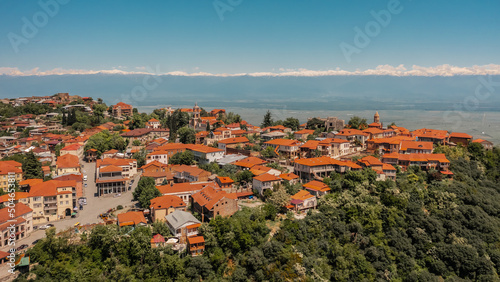 Aerial view of Sighnaghi. It is picturesque town in the Kakheti region of Georgia photo