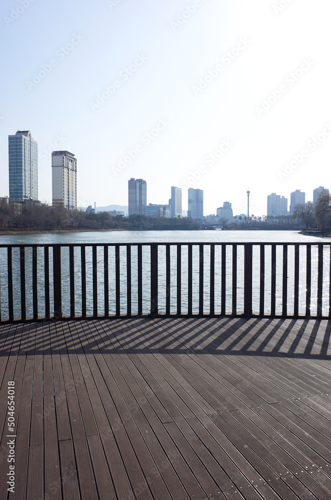 seokchon lake in Seoul, South Korea.
