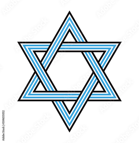 Star of David isolated on white. Line symbol. Vector illustration. photo