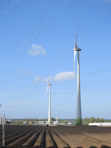 wind turbines in the wind