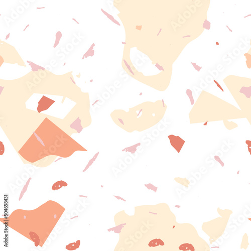 Terrazzo seamless pattern. Orange realistic