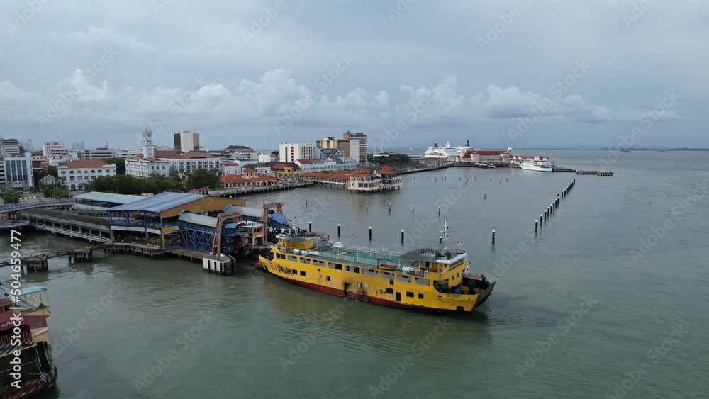 Georgetown, Penang Malaysia - May 13, 2022: The Swettenham Cruise Ship Terminal with Some Cruise Ships Docking